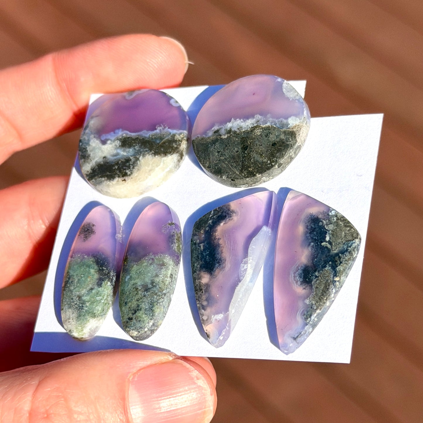 Lavender (Purple) Moss Agate Cabochon Pairs - Choose your Pair (W14)