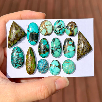 15-30mm Hubei Turquoise Cabochon Smooth (Backed) - Choose your Stone (C-W12)