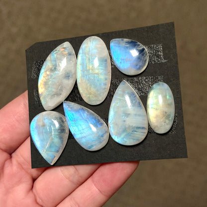 19-31mm Rainbow Moonstone Cabochon Smooth - Choose your Stone (W14)
