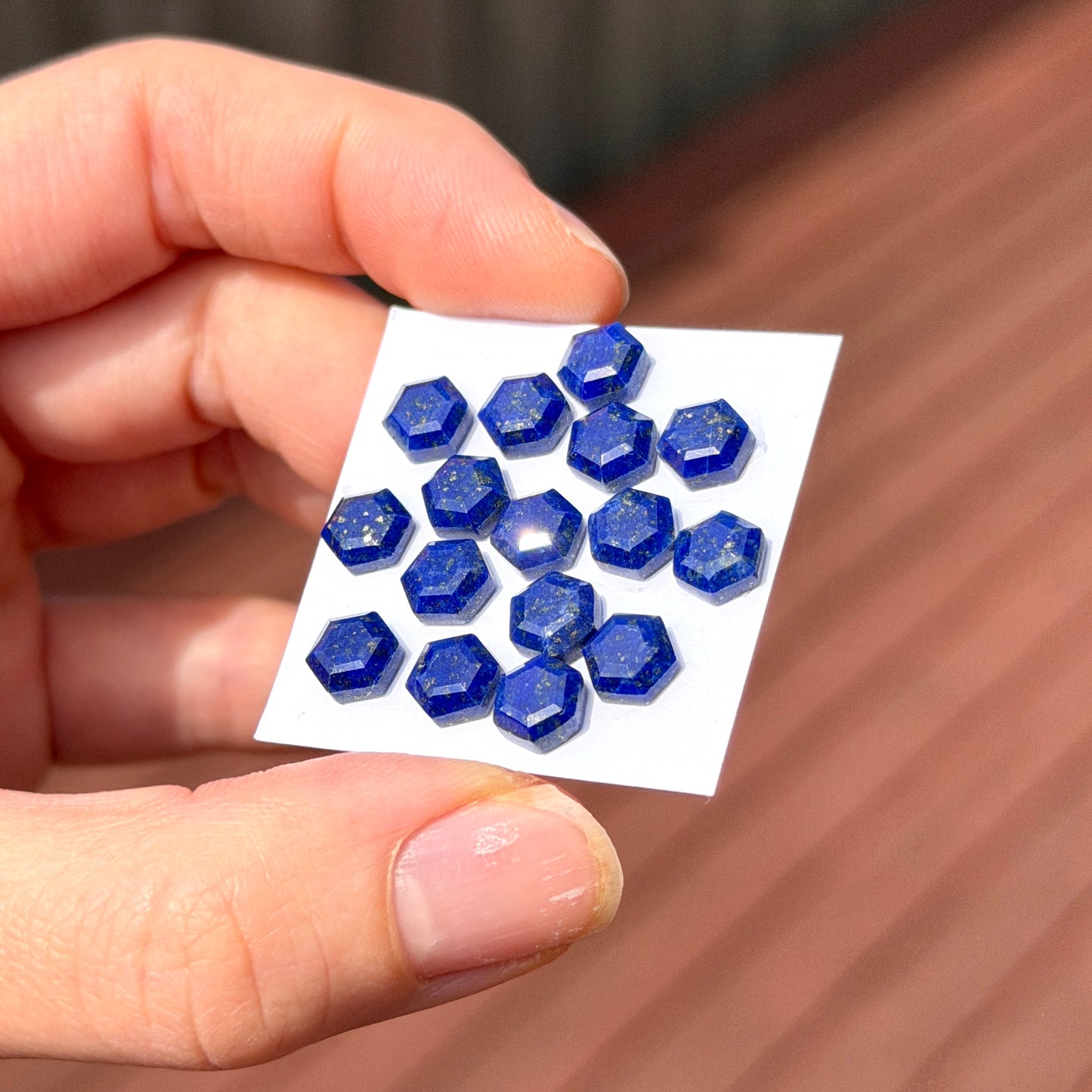 6mm Lapis Lazuli Cabochon Hexagonal Step cut - Set of 3 (W3-EY)