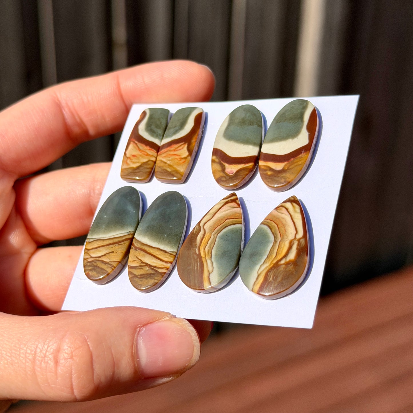 Scenic Polychrome Jasper Cabochon Pairs - Choose your Pair (W12)