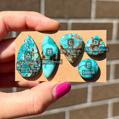 14-32mm Blue Cloud Mountain Hubei Turquoise Cabochon Smooth (Backed) - Choose your Stone (W1)