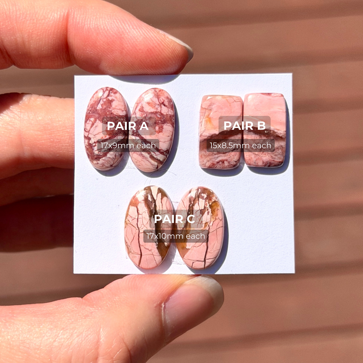 Australian Pink Opal Cabochon Pairs - Choose your Pair (W17)