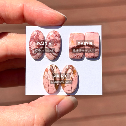 Australian Pink Opal Cabochon Pairs - Choose your Pair (W17)