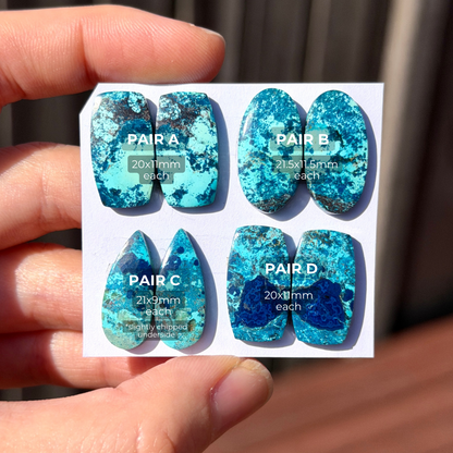 Chrysocolla Cabochon Pairs Smooth - Choose your Pair (W12)