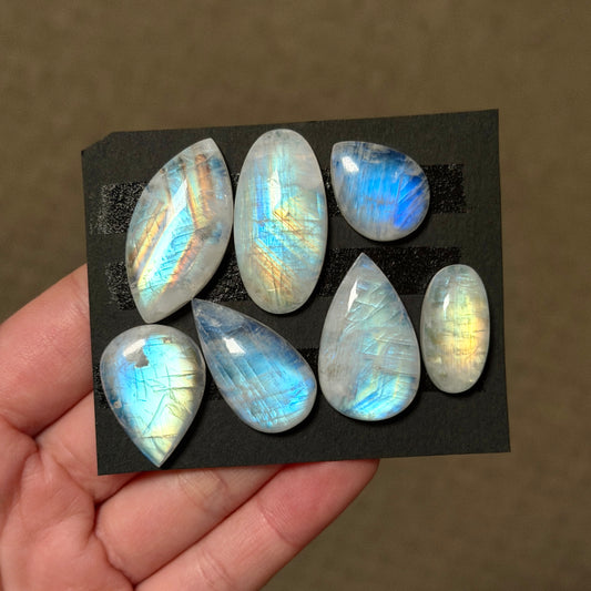 19-31mm Rainbow Moonstone Cabochon Smooth - Choose your Stone (W14)