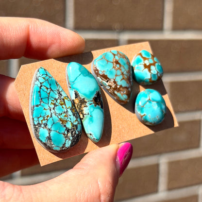 14-32mm Blue Cloud Mountain Hubei Turquoise Cabochon Smooth (Backed) - Choose your Stone (W1)