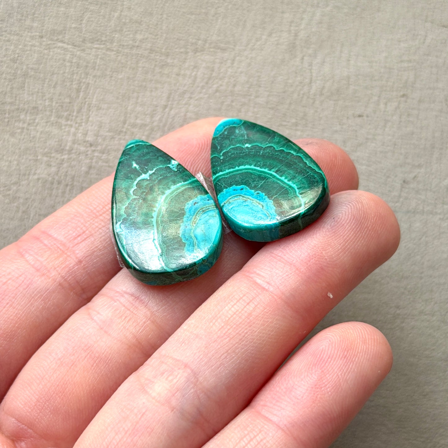 Malachite Chrysocolla Cabochon Pair - 27.5mm x 16.5mm (W5)