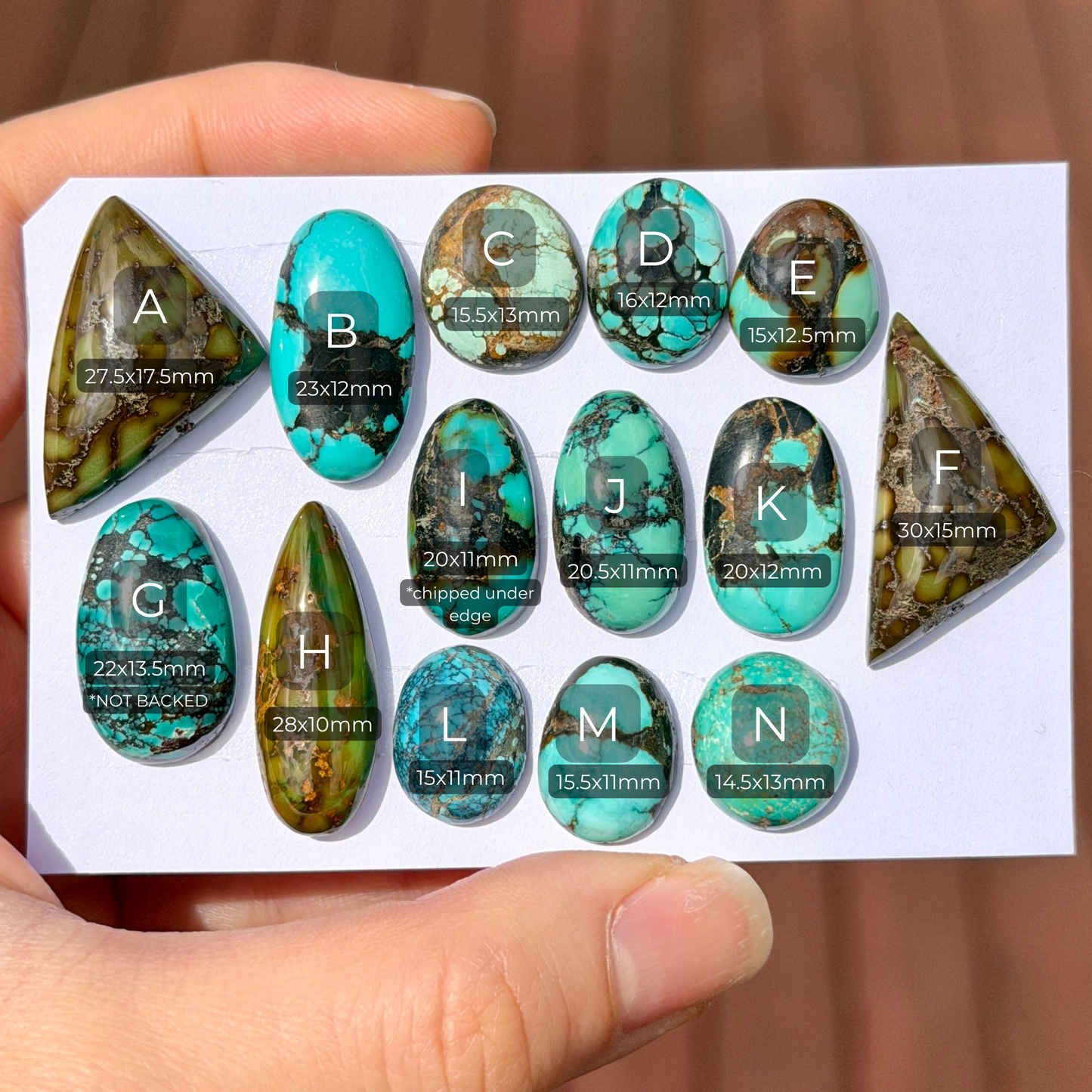 15-30mm Hubei Turquoise Cabochon Smooth (Backed) - Choose your Stone (C-W12)