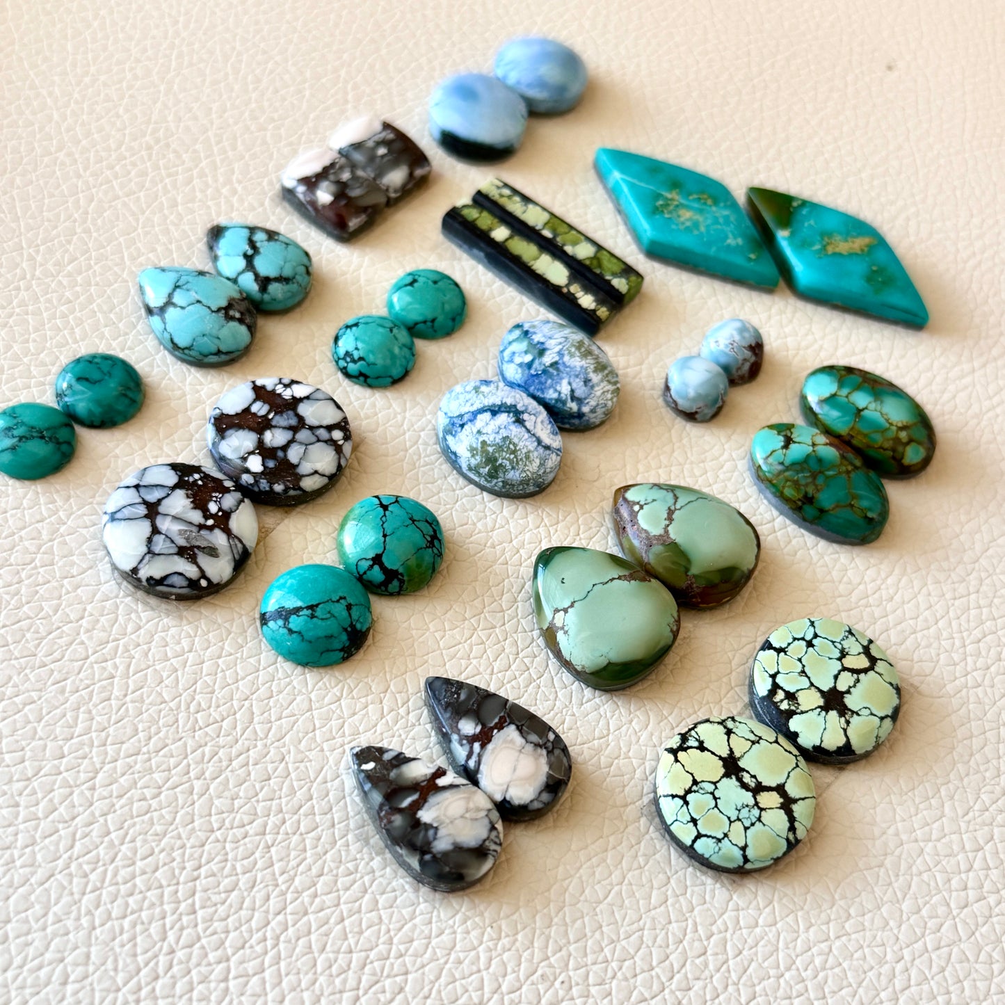 7-29mm Hubei Turquoise (Backed) Cabochon Pairs - Choose your Pair (W1)