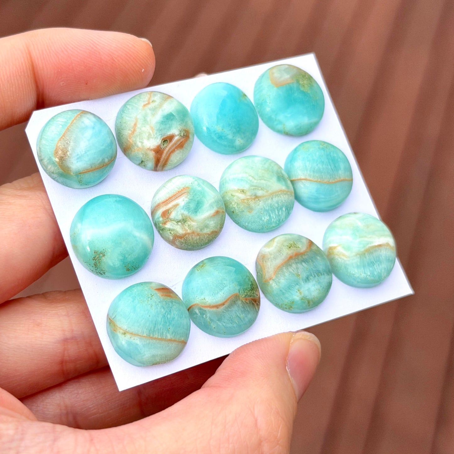 15mm Blue Carribean Calcite Cabochon Round Smooth - Choose your Stone (W12)