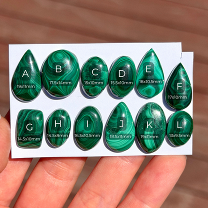 Mini Malachite Cabochon Smooth - Choose your Stone (W17)