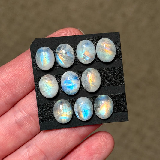 Rainbow Moonstone Oval Cabochon Smooth (10x8mm) - Choose your Stone (W12)