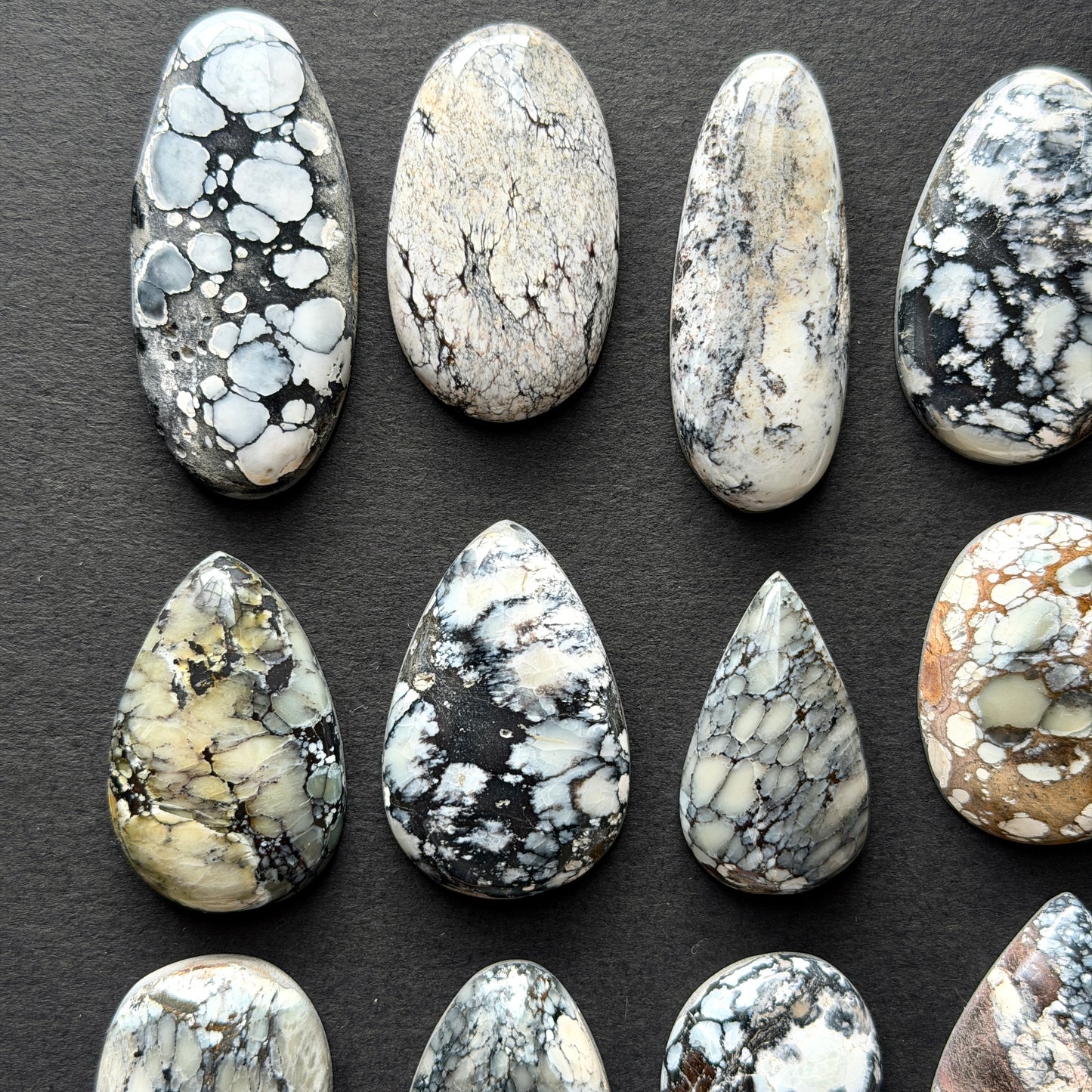 Dark Moon Hubei ("White Turquoise") Cabochon Smooth (Backed) - Choose your Stone (W13)
