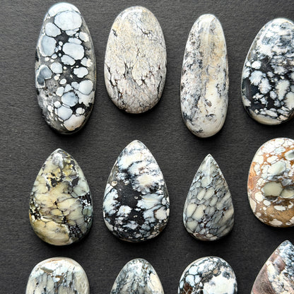 Dark Moon Hubei ("White Turquoise") Cabochon Smooth (Backed) - Choose your Stone (W13)