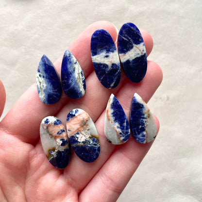 Sodalite Cabochon Pairs Smooth - Choose your Pair (W11)