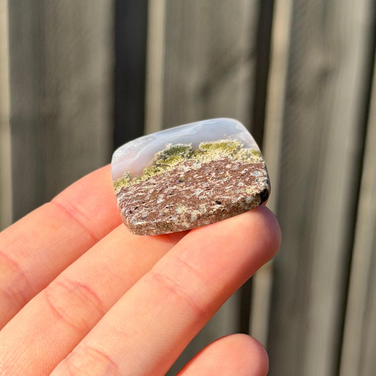 ‘Misty Hillside Grove' Banded Moss Agate Square Cabochon - 30mm x 30mm (W16)