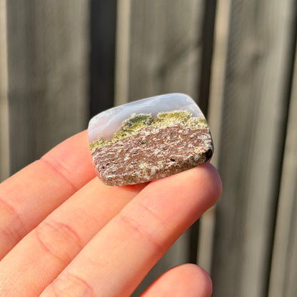 ‘Misty Hillside Grove' Banded Moss Agate Square Cabochon - 30mm x 30mm (W16)