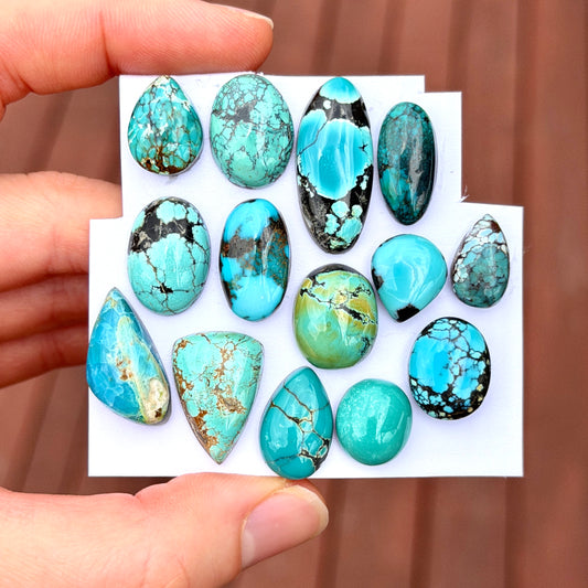 12-26mm Hubei Turquoise Cabochon Smooth (Backed) - Choose your Stone (W4)
