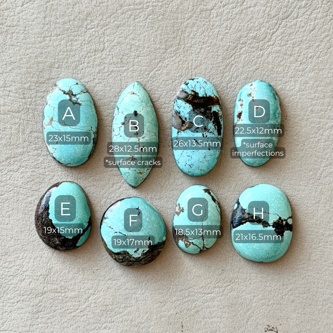 Pale Blue Hubei Turquoise Cabochon Smooth (Backed) - Choose your Stone (W12)