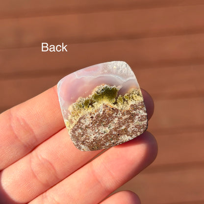‘Misty Hillside Grove' Banded Moss Agate Square Cabochon - 30mm x 30mm (W16)