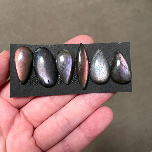 20-29mm Purple & Rose Gold Labradorite Cabochon Smooth  - Choose your Stone (W8)