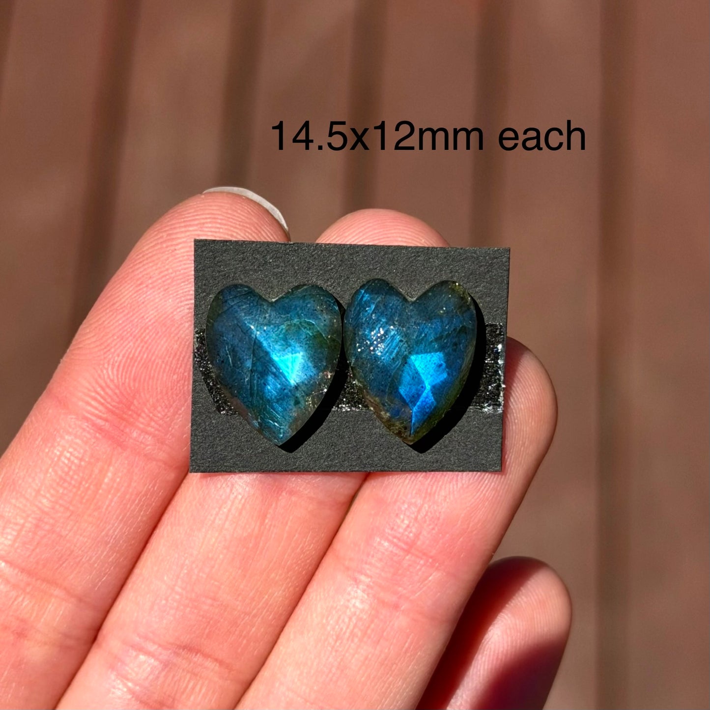 Labradorite Heart Cabochon Pair Rose cut - 14.5mm x 12mm - W12