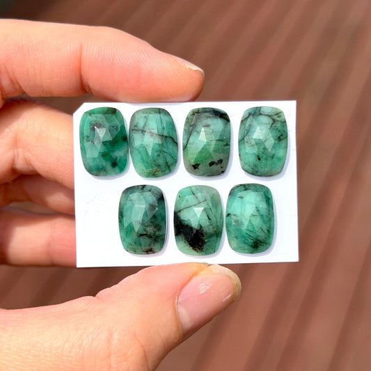 Emerald Rectangle Cabochon Rosecut - 14x10mm - Choose your Stone (W8)