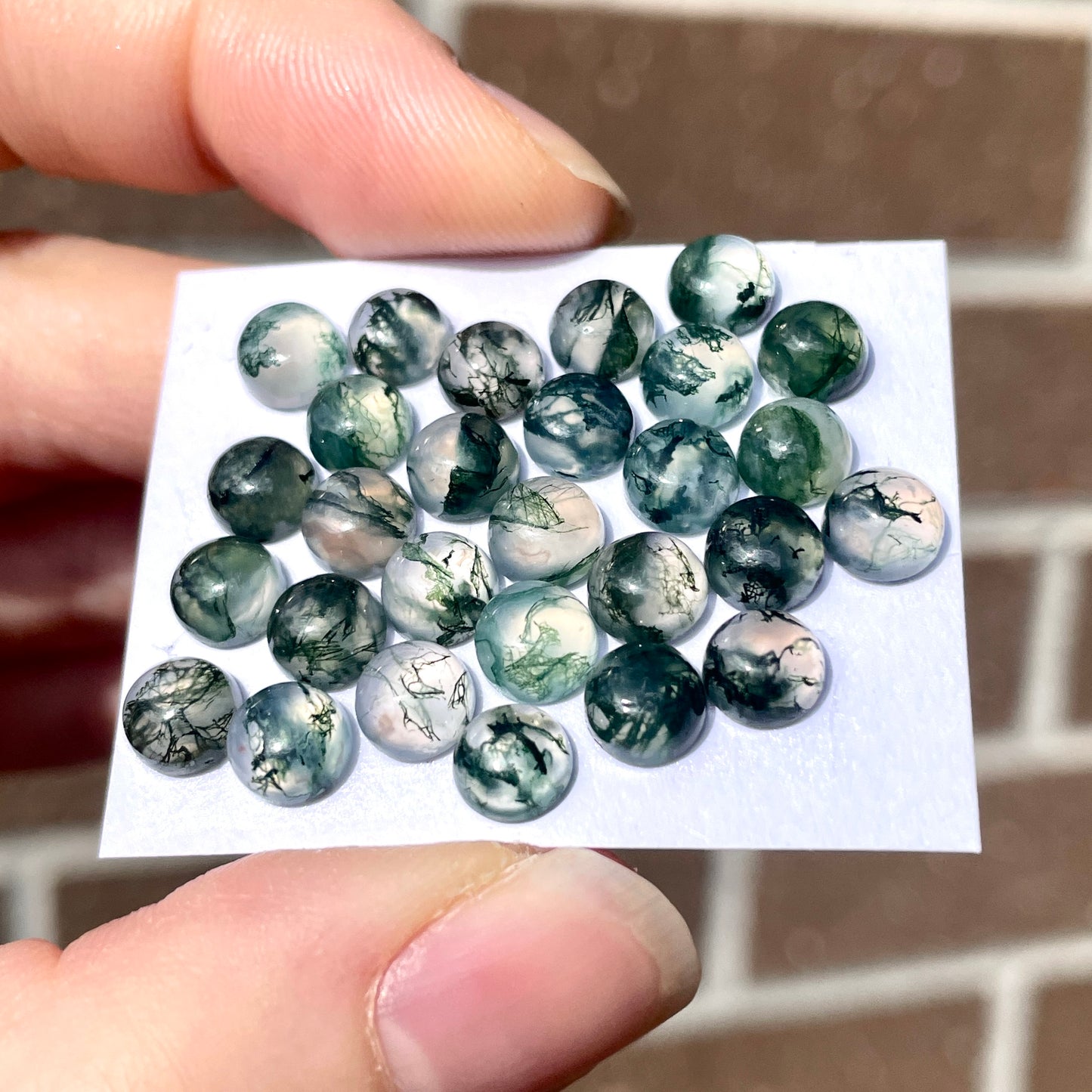 6mm Green Moss Agate Cabochons Smooth - Set of 3 (W8)