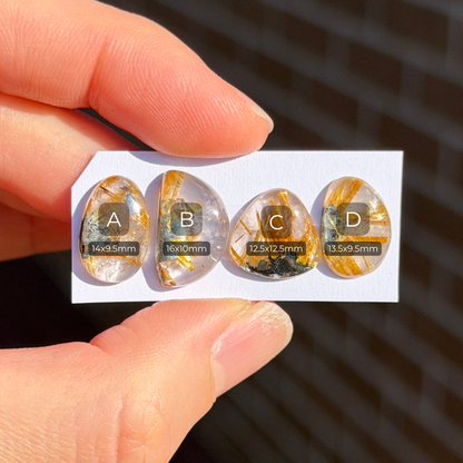 'Starburst' Gold Rutilated/Rutile Quartz Cabochon Smooth - Choose your Stone (W5)