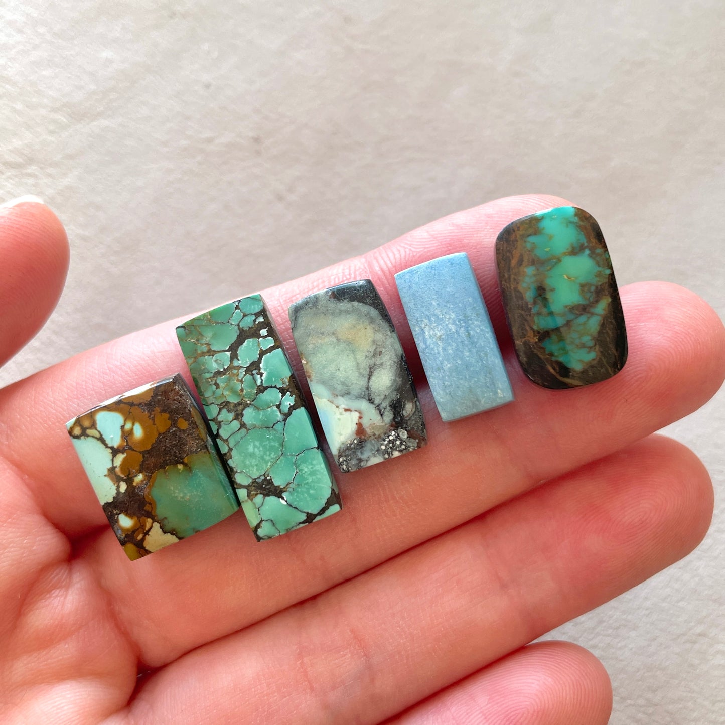 Hubei Turquoise Rectangle Cabochon Smooth (Backed) - Choose your Stone (W8)
