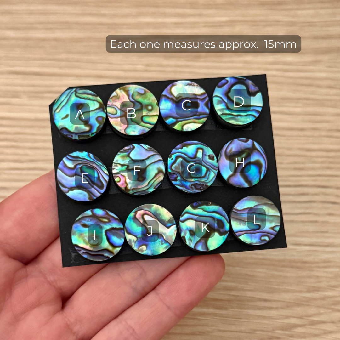 15mm Abalone Paua Shell (Iridescent) Round Cabochon Smooth - Choose your Stone (W12)