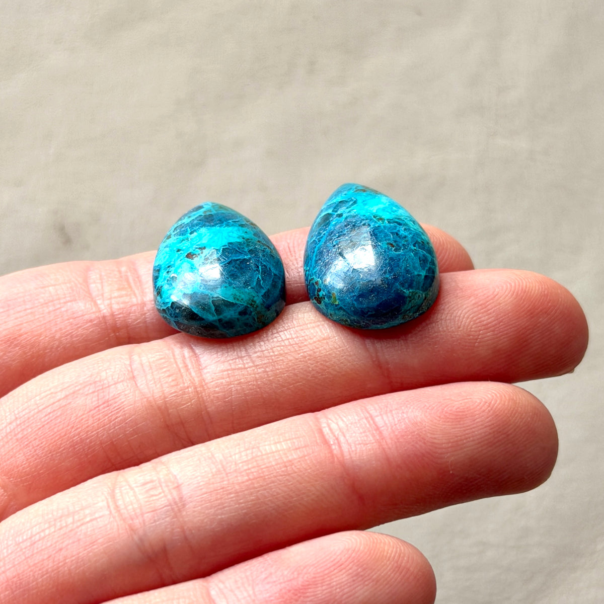 Shattuckite Cabochon Pair - Teardrop 25mm x 15mm (W14)