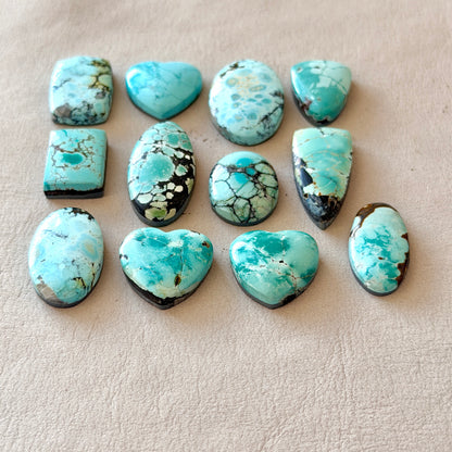 Seafoam Green/Pale Blue Hubei Turquoise Cabochon Smooth (Backed) - Choose your Stone (W7)