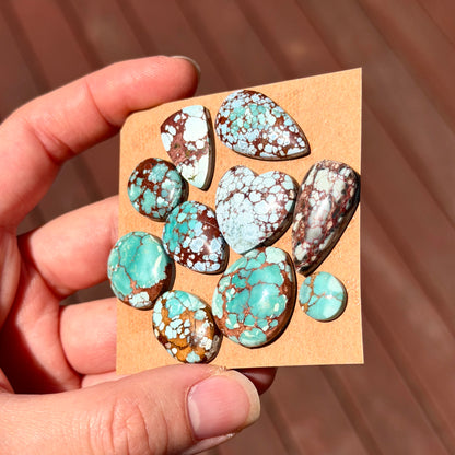 9-25mm Red River Hubei Turquoise (Backed) Cabochon Smooth - Choose your Stone (E18)