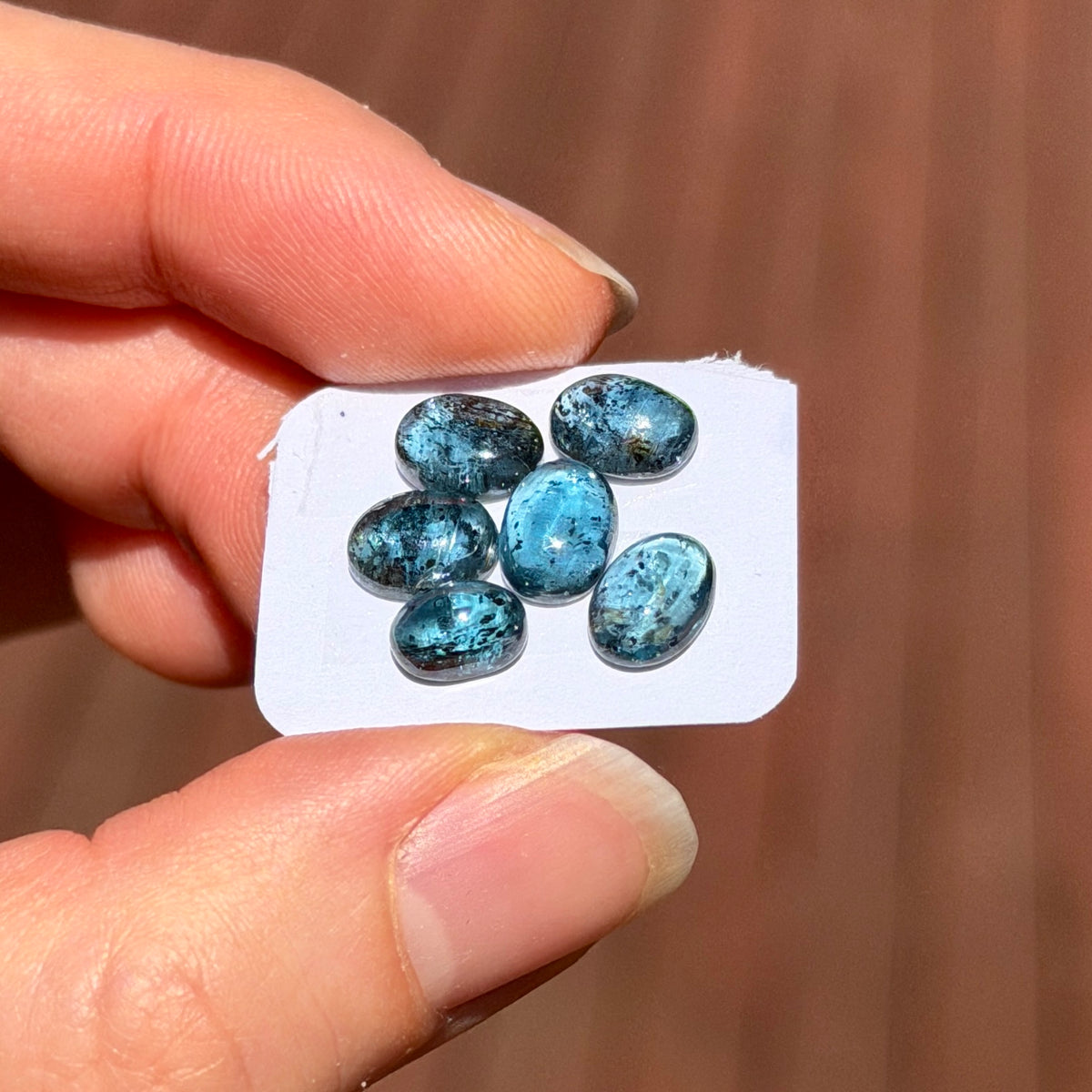 6pcs Teal Moss Kyanite Cabochons Smooth Oval - 7-8mm (FULL LOT) (W14)