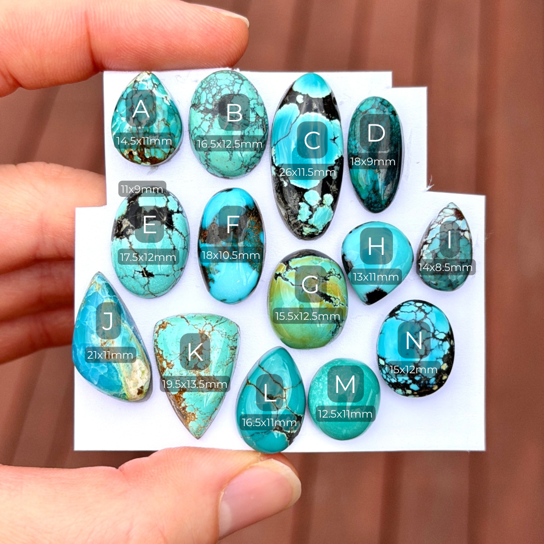 12-26mm Hubei Turquoise Cabochon Smooth (Backed) - Choose your Stone (W4)