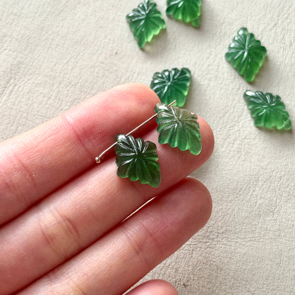 14x10mm Carved Serpentine (Kite-shape) Briolettes (Flat back) - Set of 2 (W12)