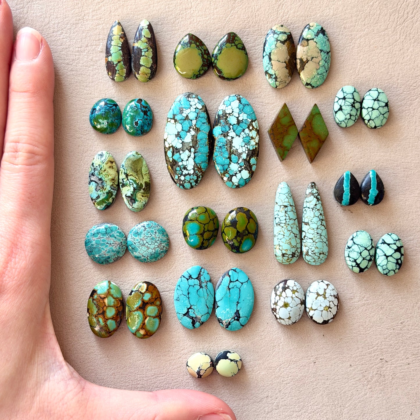 Hubei Turquoise (Backed) Cabochon Pairs - Choose your Pair (W5)