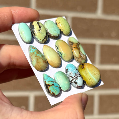 Mini Pastel & Lime Hubei Turquoise Cabochon Smooth (Backed) - Choose your Stone (W9)
