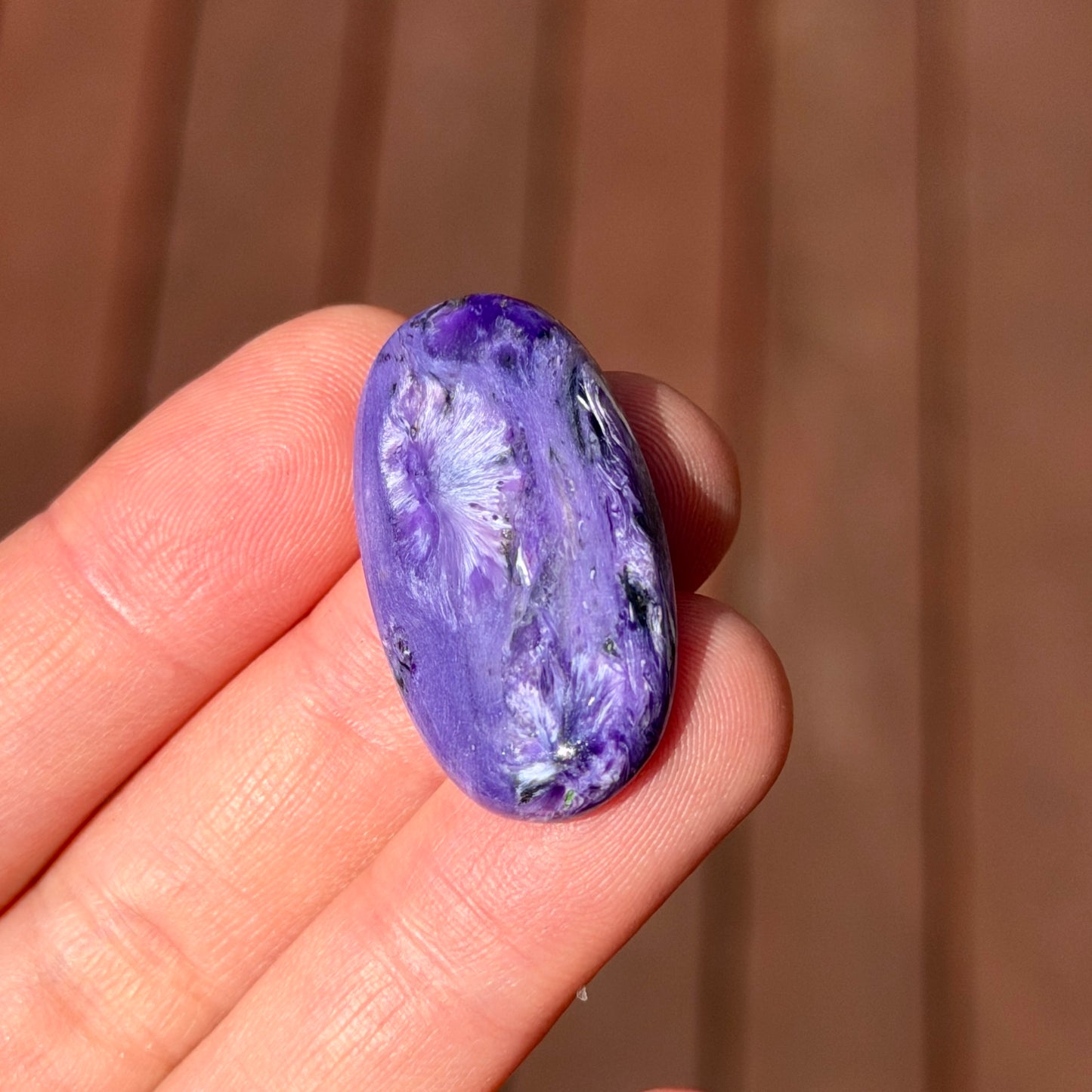 ‘Flower’ Chatoyant Charoite Oval Cabochon - 32.5 x 17mm - W13