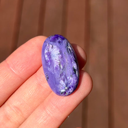 ‘Flower’ Chatoyant Charoite Oval Cabochon - 32.5 x 17mm - W13