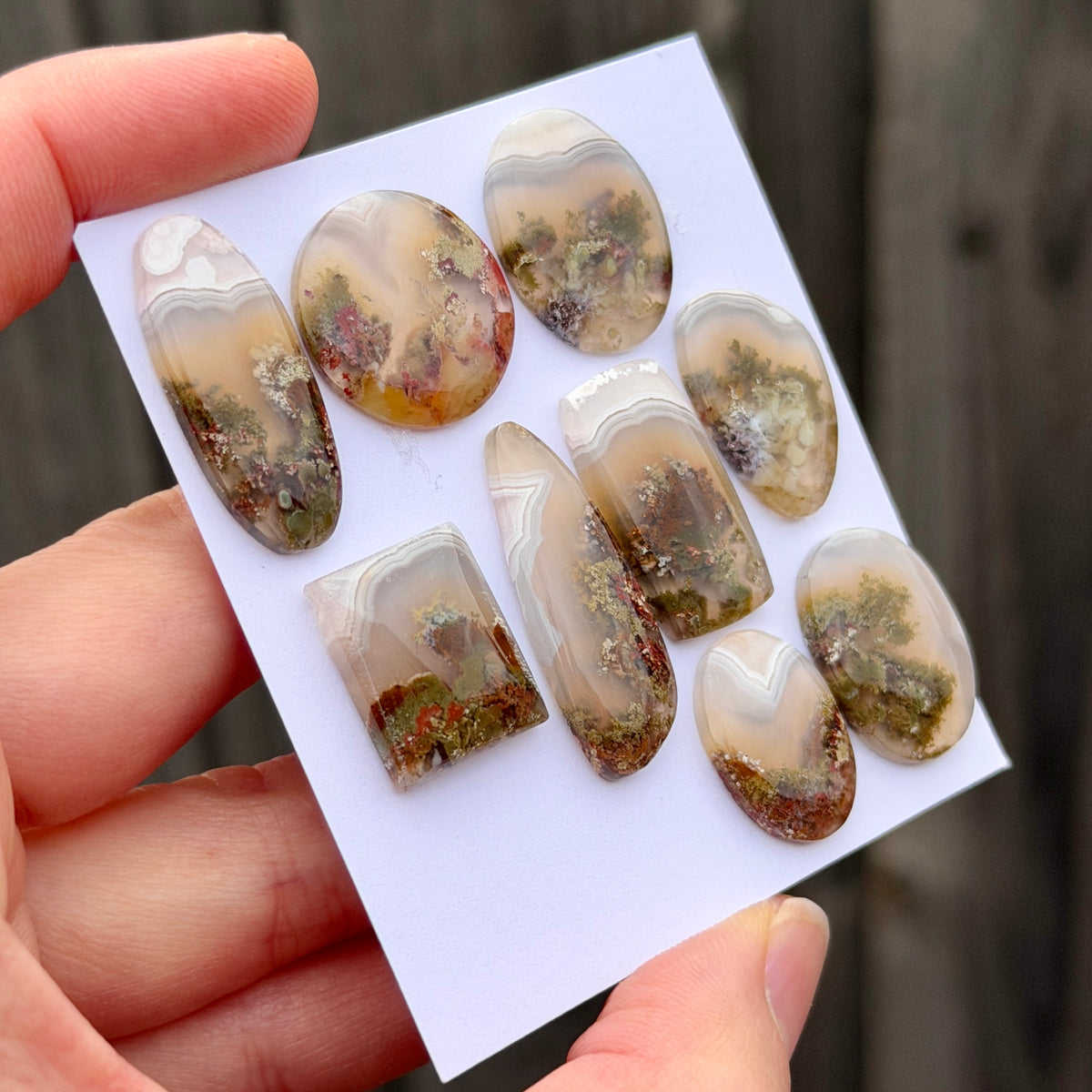 Mini Banded Moss Agate with Chalcedony (Nebula Agate) Cabochon Smooth  - Choose your Stone (W17)