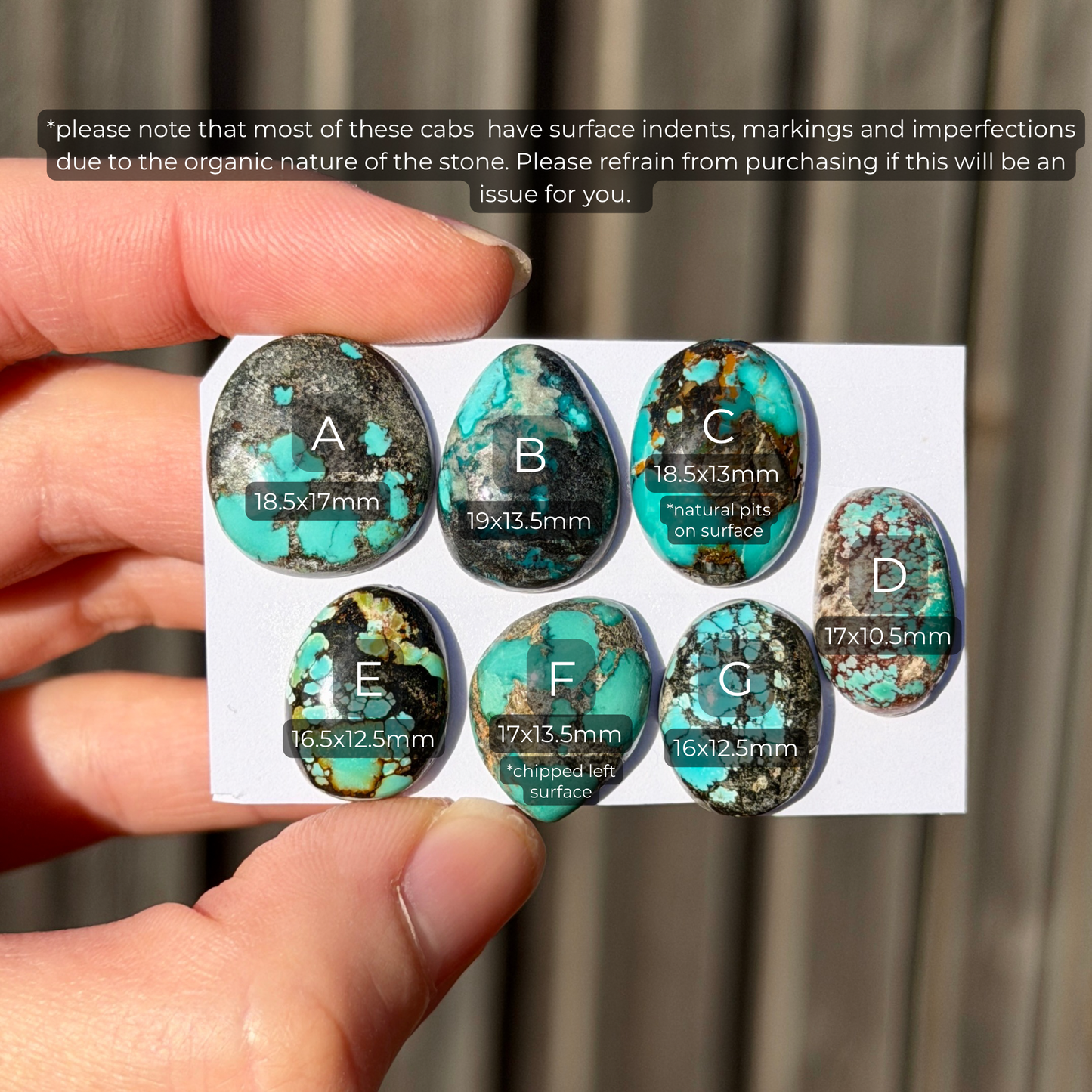 16-19mm Hubei Turquoise Cabochon Smooth (Backed) - Choose your Stone (W15)