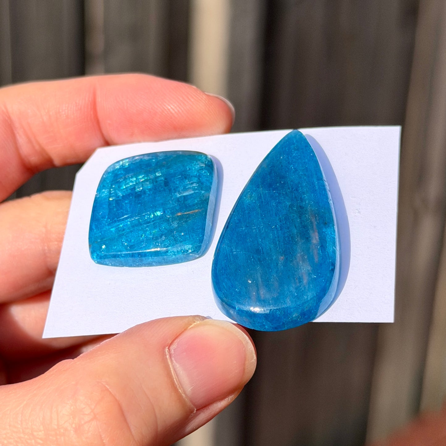 Neon Blue Apatite (Chatoyant) Cabochon Smooth - Choose your Stone (W15)