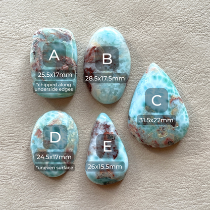 Red Moss Blue Larimar Cabochon Smooth - Choose your Stone (W10)