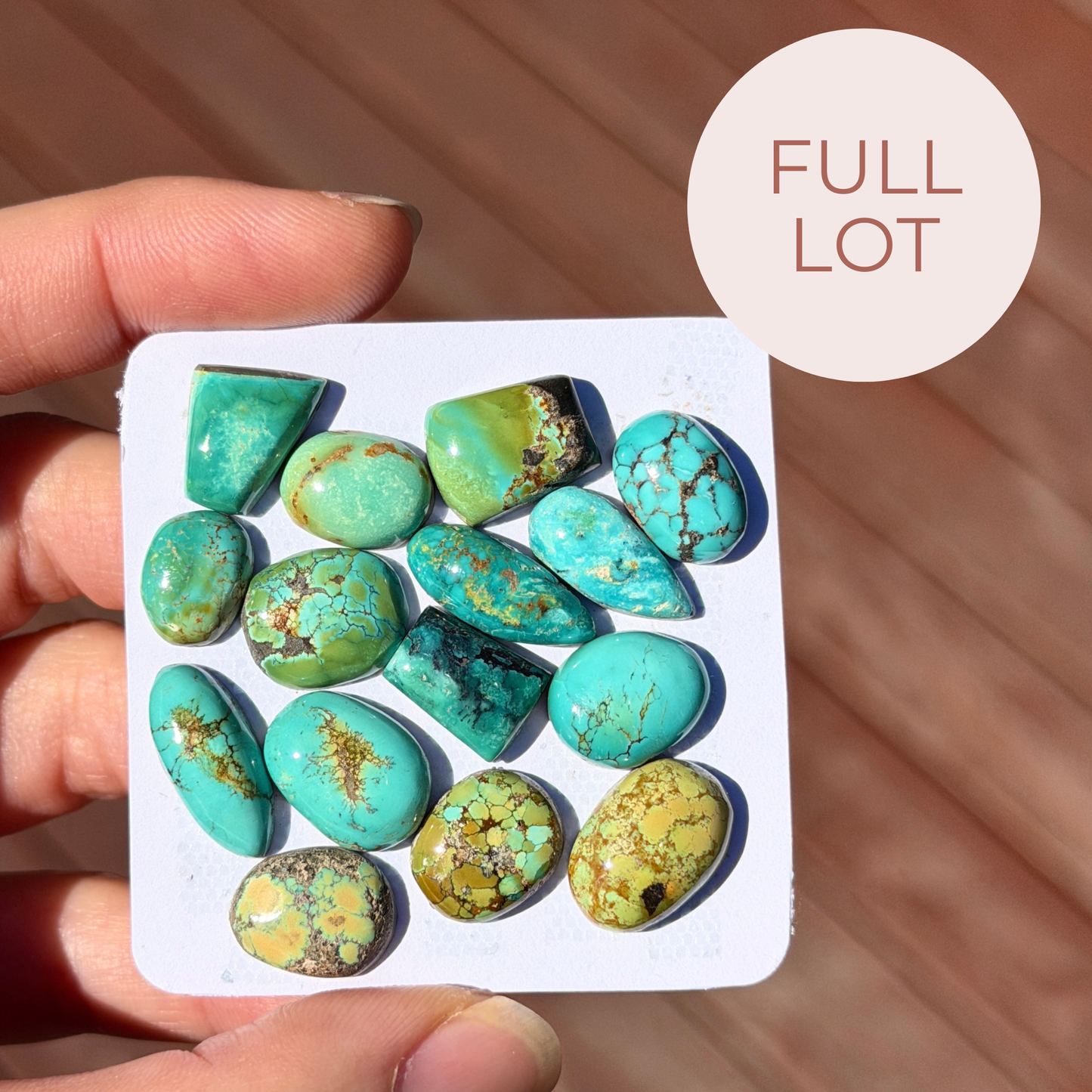 15pc Hubei Turquoise Round Cabochons Smooth - 12-17mm (FULL LOT)