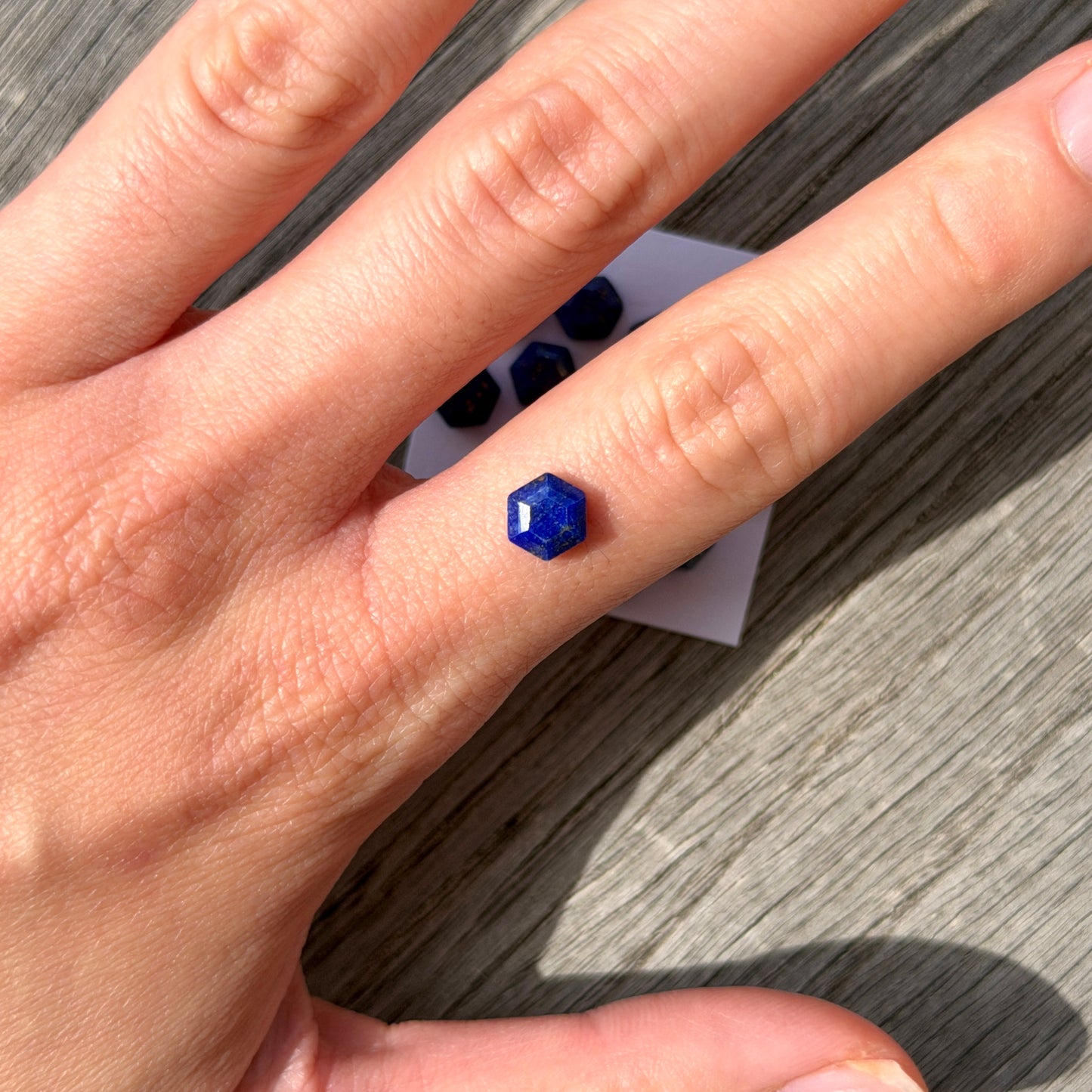 6mm Lapis Lazuli Cabochon Hexagonal Step cut - Set of 3 (W3-EY)