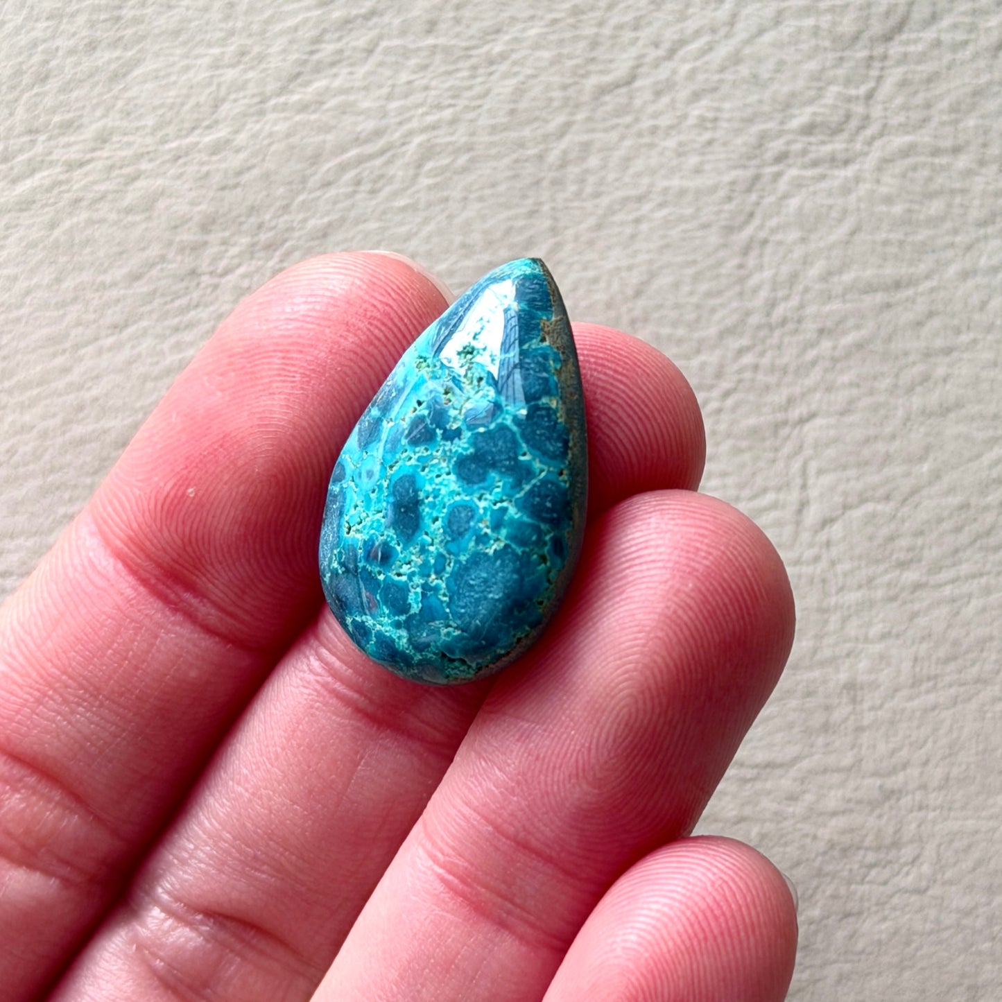 ‘Reef from above' Blue Hubei Turquoise Teardrop Cabochon - 25.5mm x 17mm (W16)