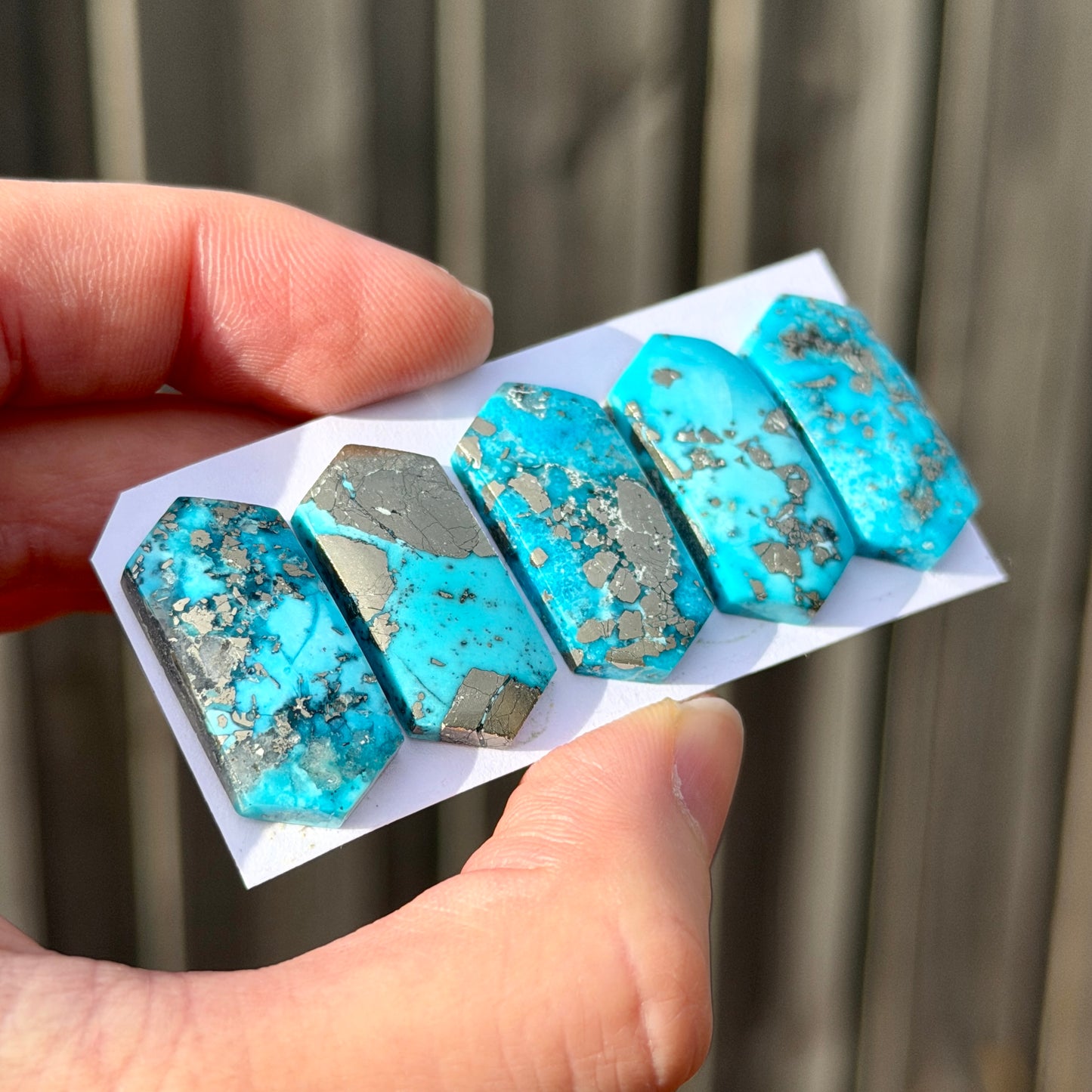 Morenci Turquoise (with Pyrite) Hexagonal Cabochon Smooth - Choose your Stone (W15)